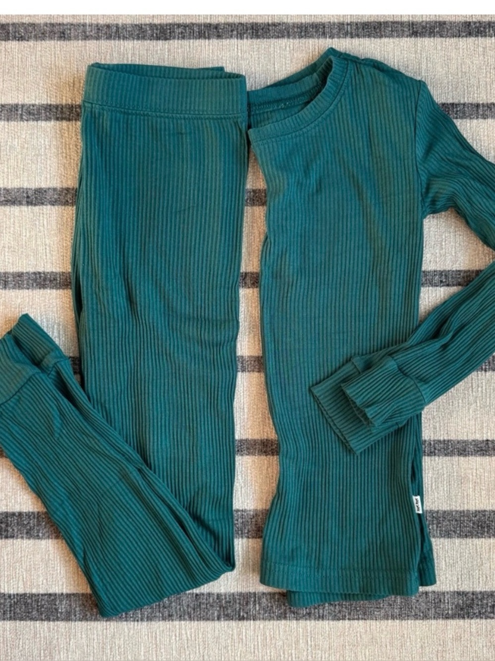 Little Sleepies Teal Ribbed Long Sleeve Pajamas 4T